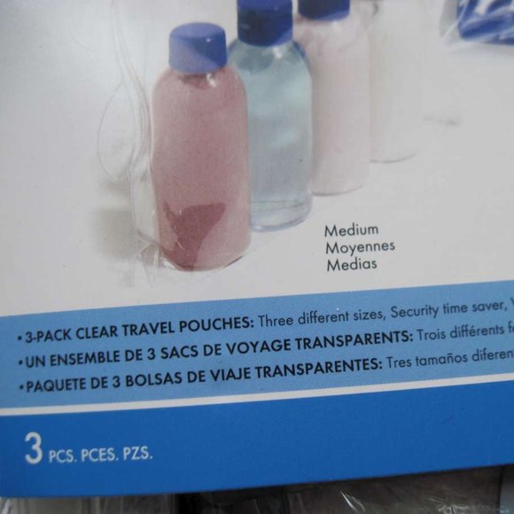 3 Pack Goody Clear Travel Pouch Set Different Sizes Carry Organize Store Protect - Picture 4 of 10